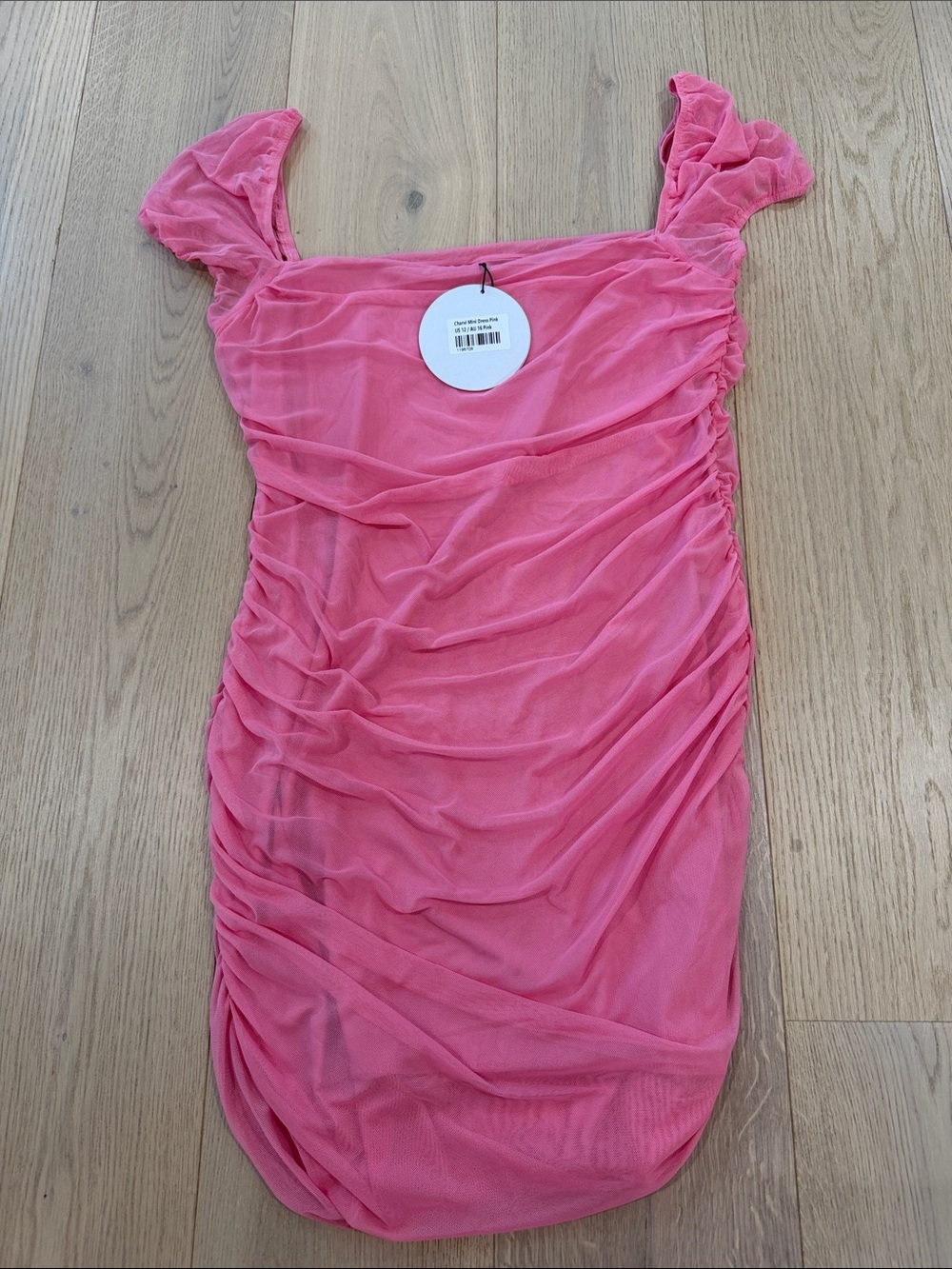 NWT Princess Polly Ruched Cap Sleeve Pink Mesh Mini Dress Size 12